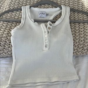Princess Polly cream/white button down tank